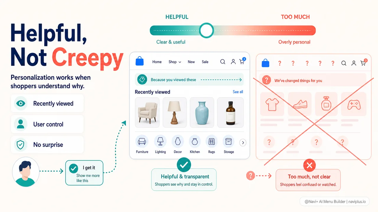 Spectrum of navigation personalization from helpful recently viewed to intrusive dynamic menu changes