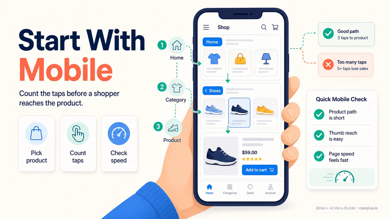 Mobile ecommerce navigation audit checklist for testing product discovery paths