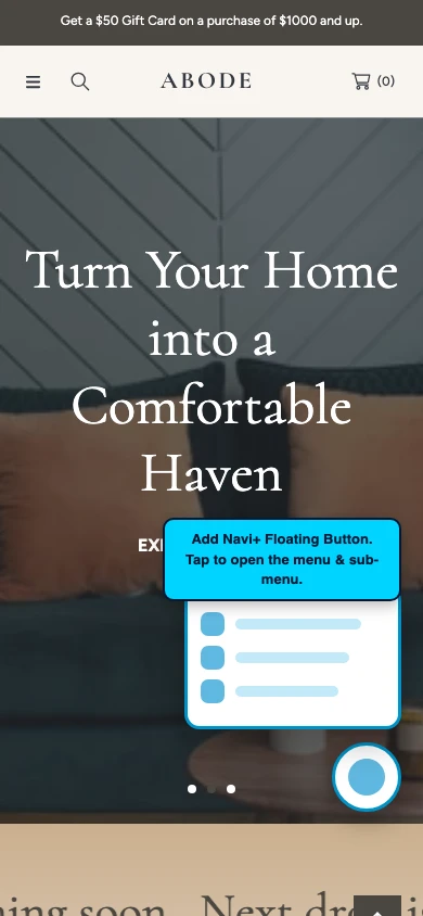 Navi+ FAB on the Abode Shopify theme Navi+ FAB on the Abode Shopify theme