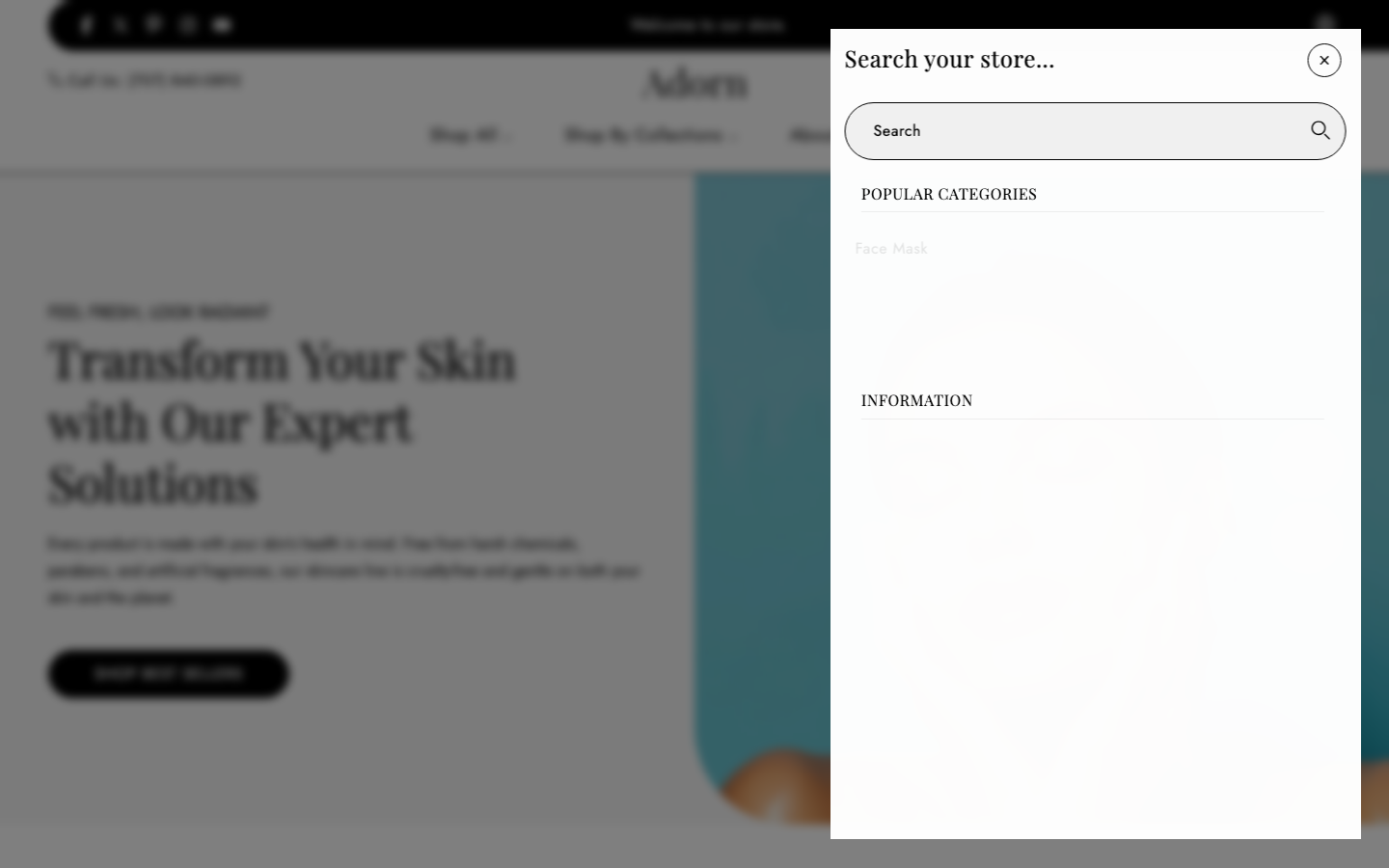 Search → panel opened — Navi+ on the Adorn Shopify theme Search → panel opened — Navi+ on the Adorn Shopify theme