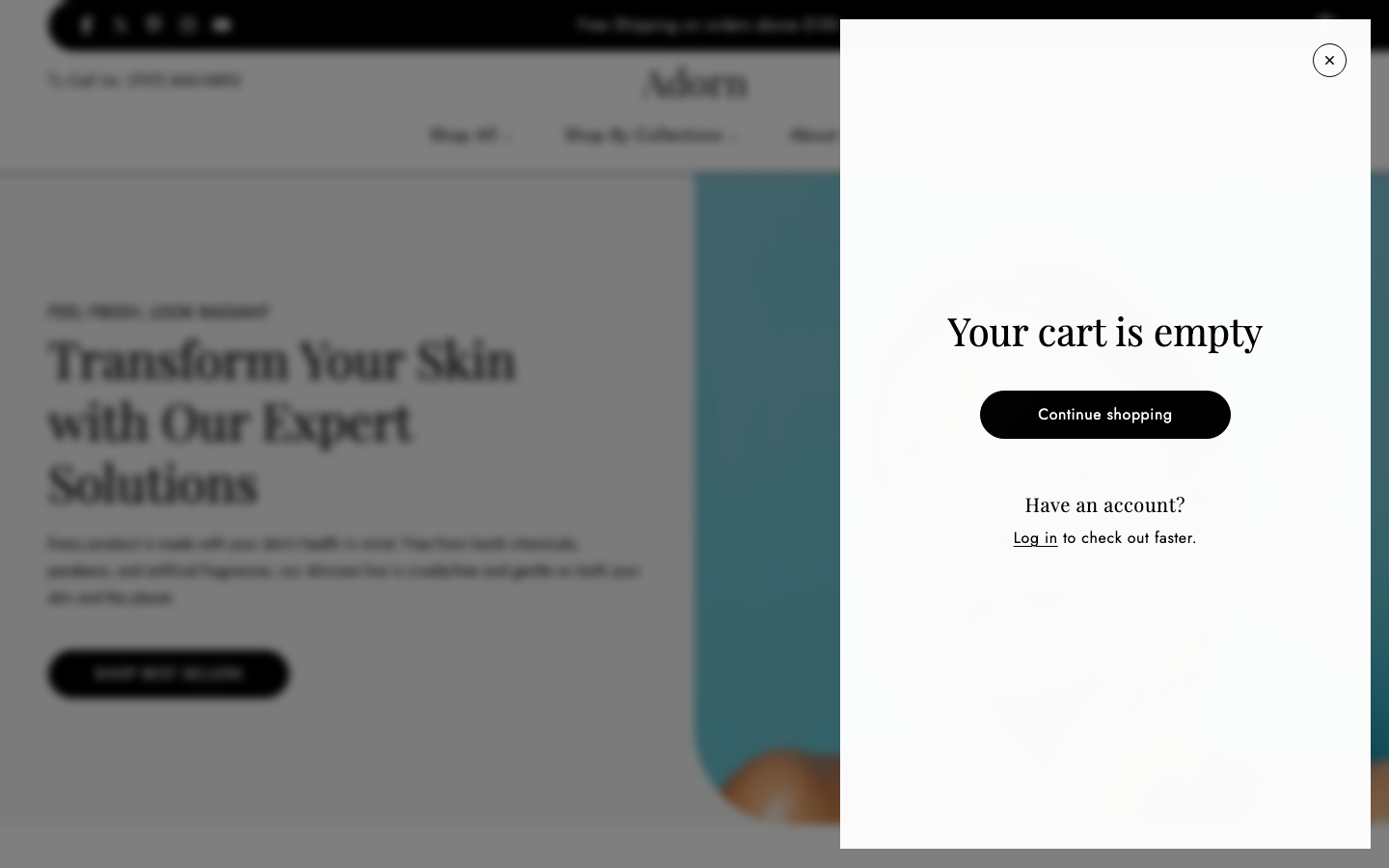 Cart → panel opened — Navi+ on the Adorn Shopify theme Cart → panel opened — Navi+ on the Adorn Shopify theme