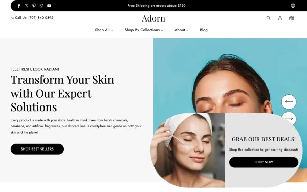 Navi+ menus on the Adorn Shopify theme — desktop preview