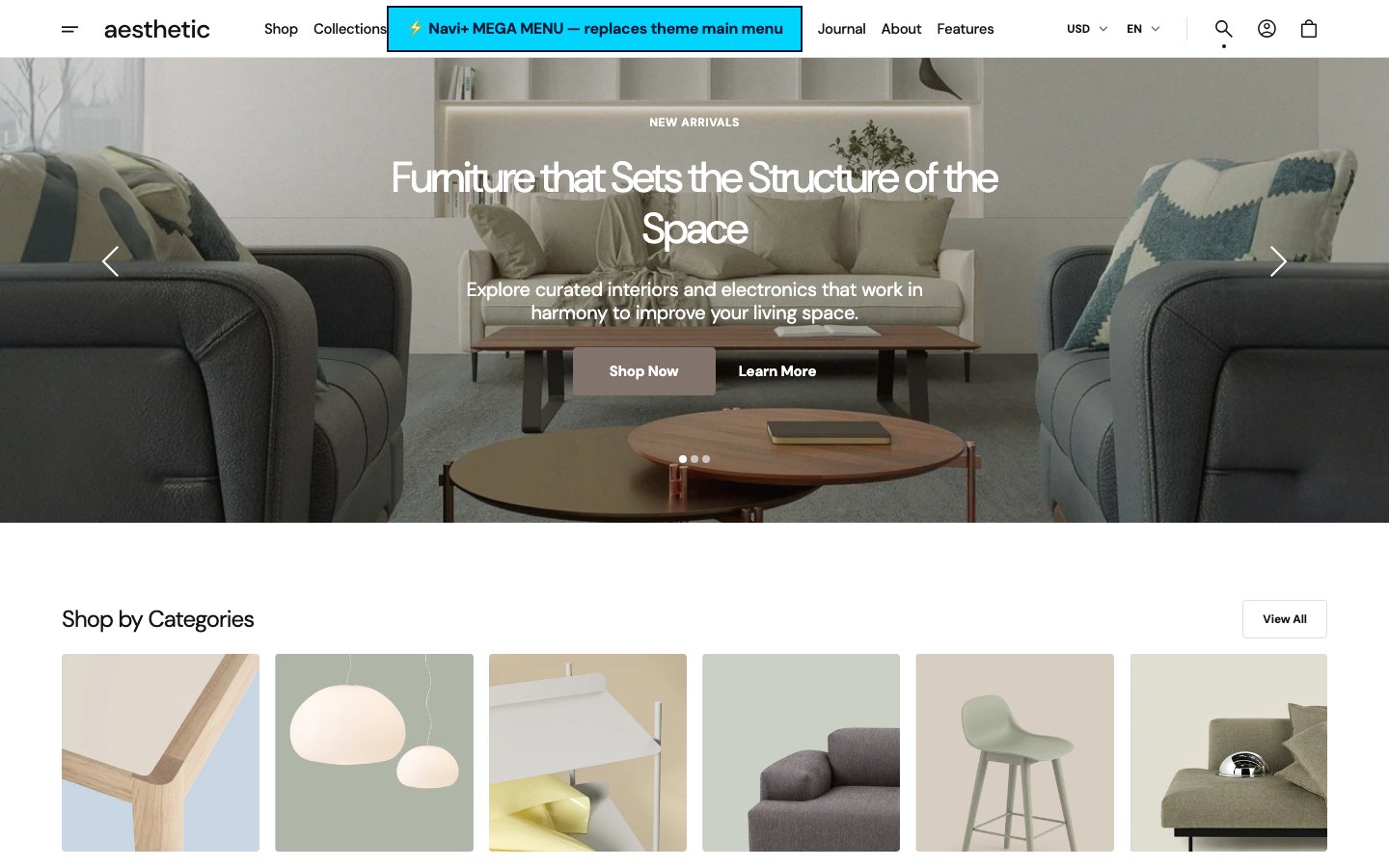 Replace main menu — Navi+ on the Aesthetic Shopify theme Replace main menu — Navi+ on the Aesthetic Shopify theme