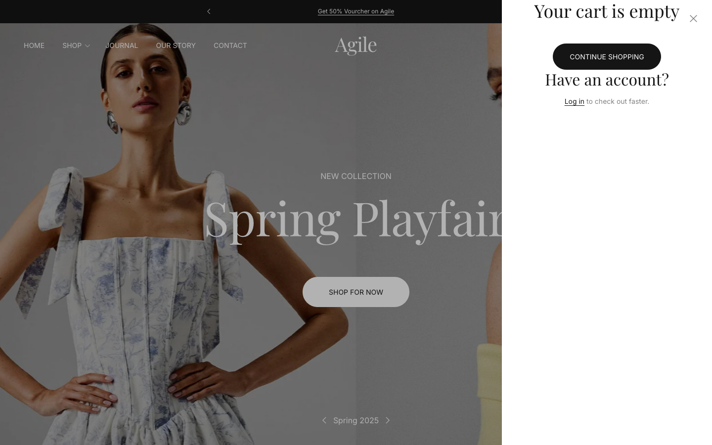 Cart → panel opened — Navi+ on the Agile Shopify theme