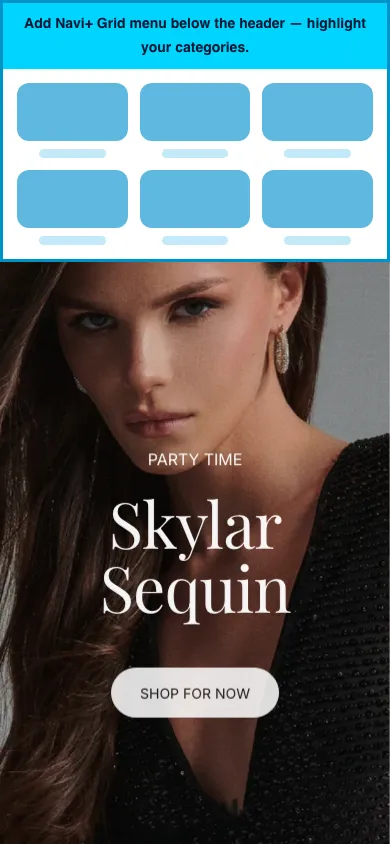 Navi+ Grid Menu on the Agile Shopify theme