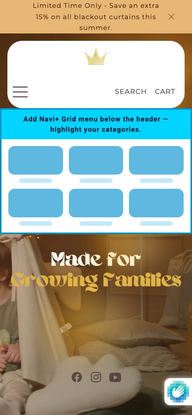 Navi+ Grid Menu on the Agnes Shopify theme Navi+ Grid Menu on the Agnes Shopify theme