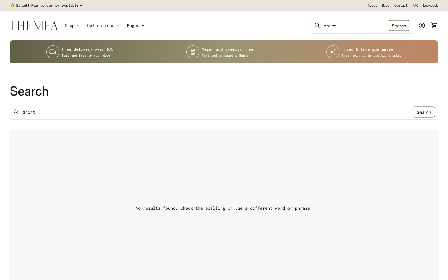 Search → panel opened — Navi+ on the Align Shopify theme