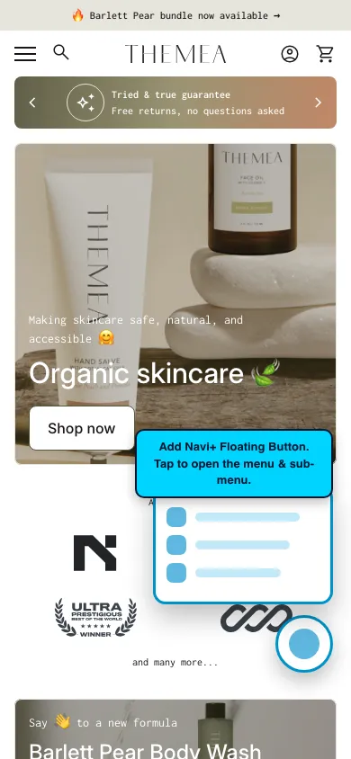 Navi+ FAB on the Align Shopify theme Navi+ FAB on the Align Shopify theme
