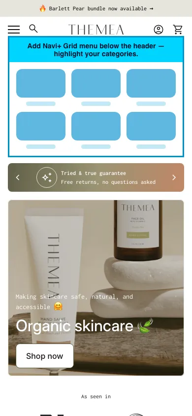 Navi+ Grid Menu on the Align Shopify theme Navi+ Grid Menu on the Align Shopify theme
