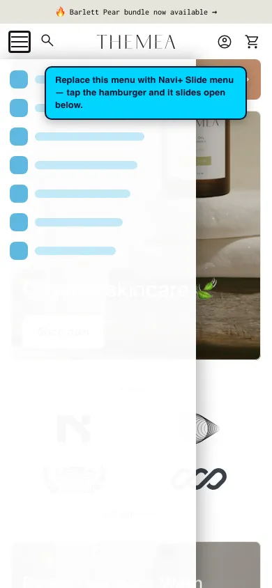 Navi+ Slide Menu on the Align Shopify theme Navi+ Slide Menu on the Align Shopify theme