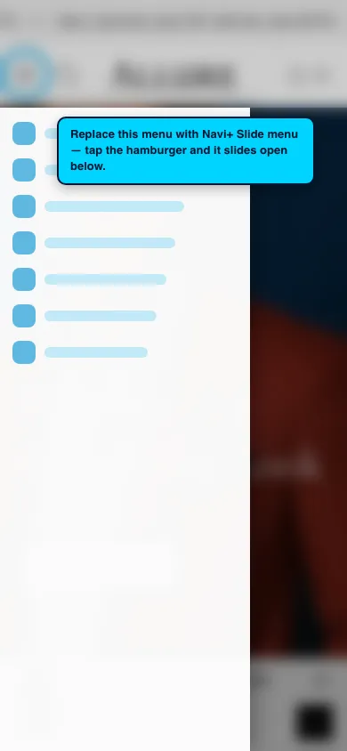 Navi+ Slide Menu on the Allure Shopify theme