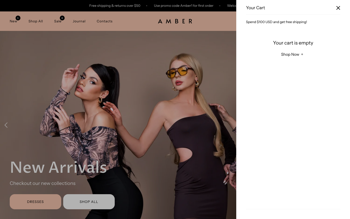 Cart → panel opened — Navi+ on the Amber Shopify theme Cart → panel opened — Navi+ on the Amber Shopify theme