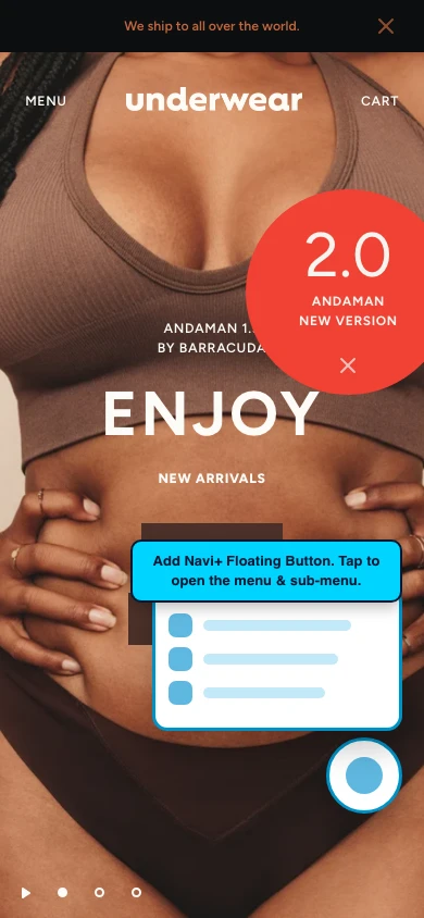 Navi+ FAB on the Andaman Shopify theme Navi+ FAB on the Andaman Shopify theme