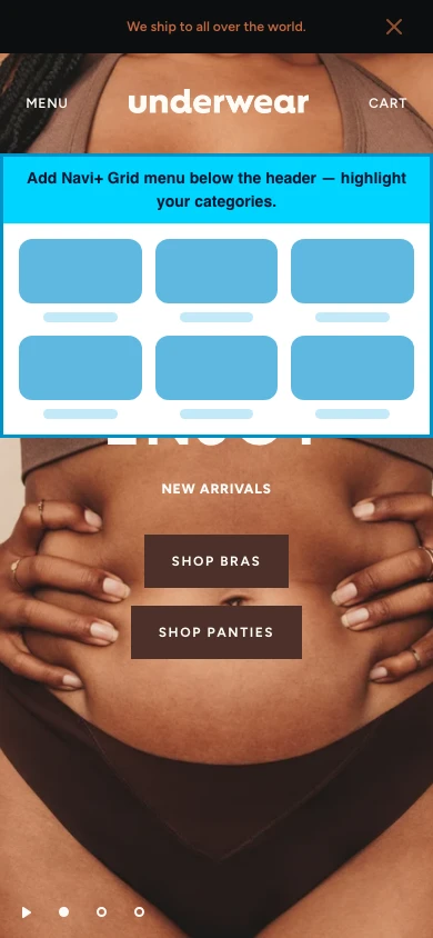Navi+ Grid Menu on the Andaman Shopify theme Navi+ Grid Menu on the Andaman Shopify theme