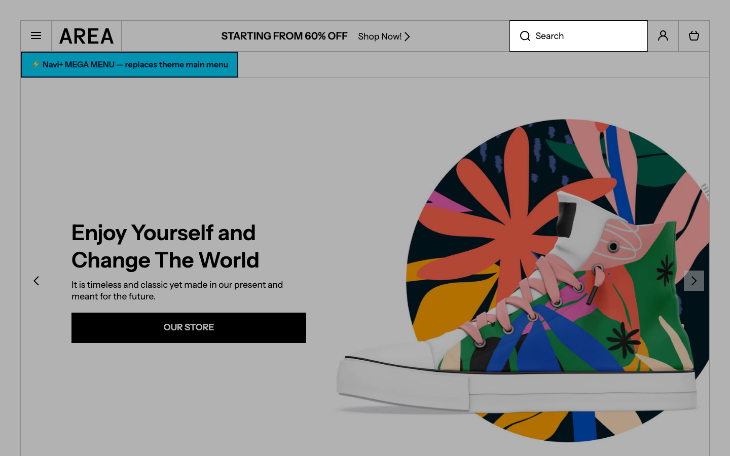 Replace main menu — Navi+ on the Area Shopify theme Replace main menu — Navi+ on the Area Shopify theme
