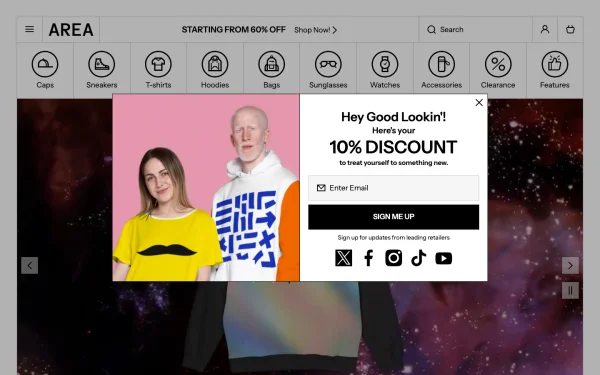 Full-page desktop screenshot of Shopify Area theme demo store