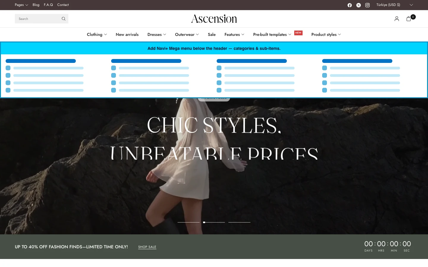 Navi+ Mega Menu inserted below the header on the Ascension Shopify theme Navi+ Mega Menu inserted below the header on the Ascension Shopify theme