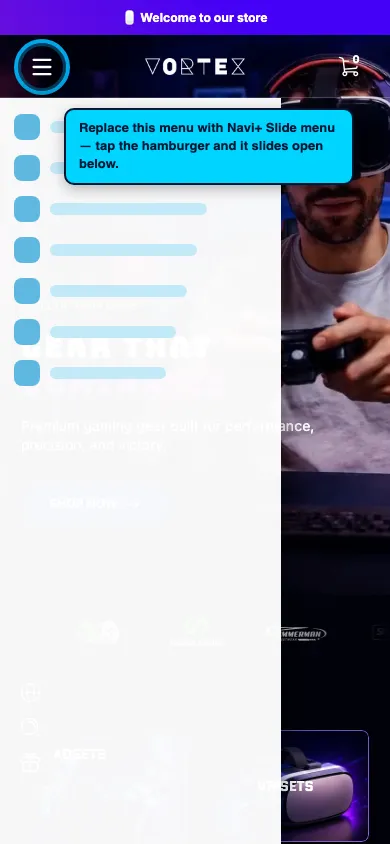 Navi+ Slide Menu on the Ascent Shopify theme Navi+ Slide Menu on the Ascent Shopify theme