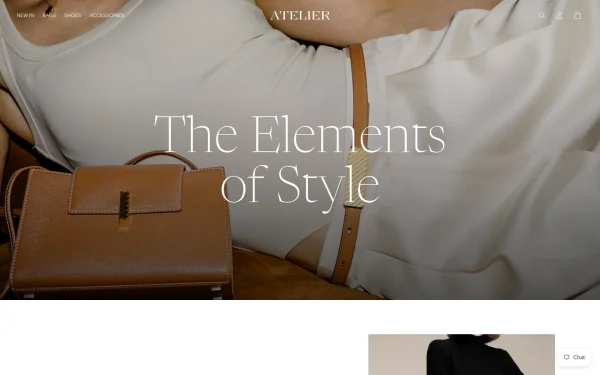 Full-page desktop screenshot of Shopify Atelier theme demo store