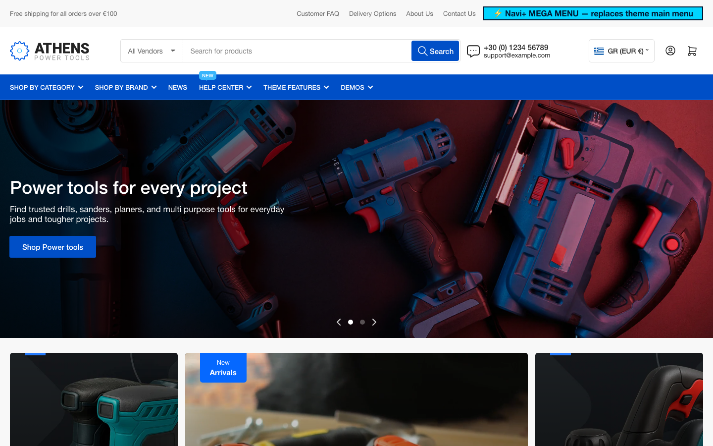 Replace main menu — Navi+ on the Athens Shopify theme