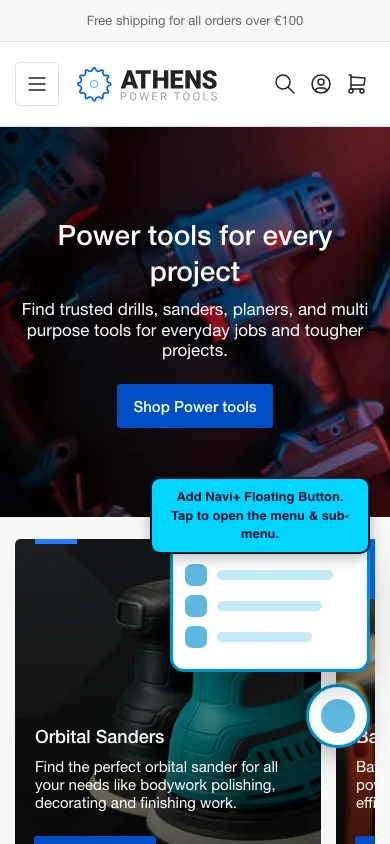 Navi+ FAB on the Athens Shopify theme Navi+ FAB on the Athens Shopify theme