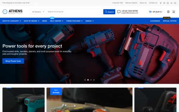 Full-page desktop screenshot of Shopify Athens theme demo store