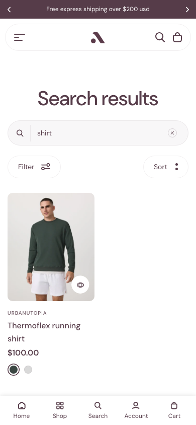 Search → panel opened — Navi+ on the Athora Shopify theme Search → panel opened — Navi+ on the Athora Shopify theme