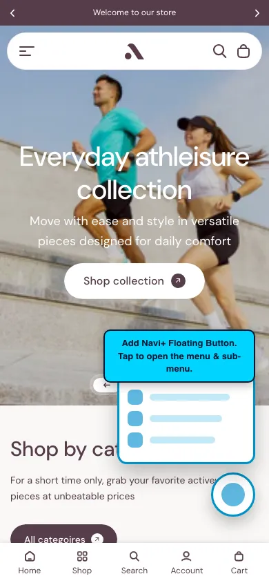 Navi+ FAB on the Athora Shopify theme Navi+ FAB on the Athora Shopify theme