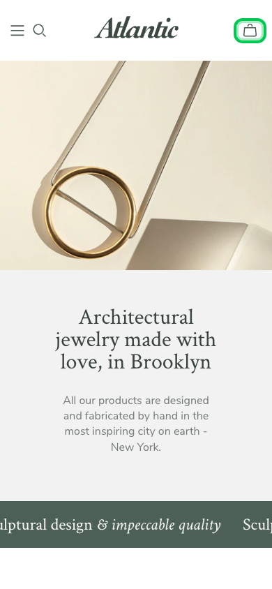 Cart → panel opened — Navi+ on the Atlantic Shopify theme