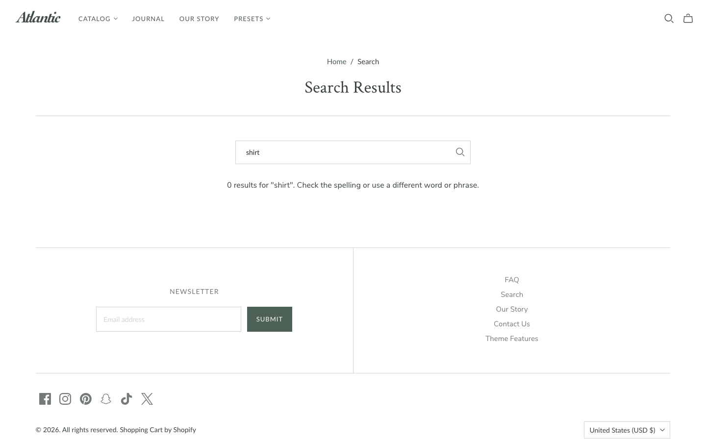 Search → panel opened — Navi+ on the Atlantic Shopify theme