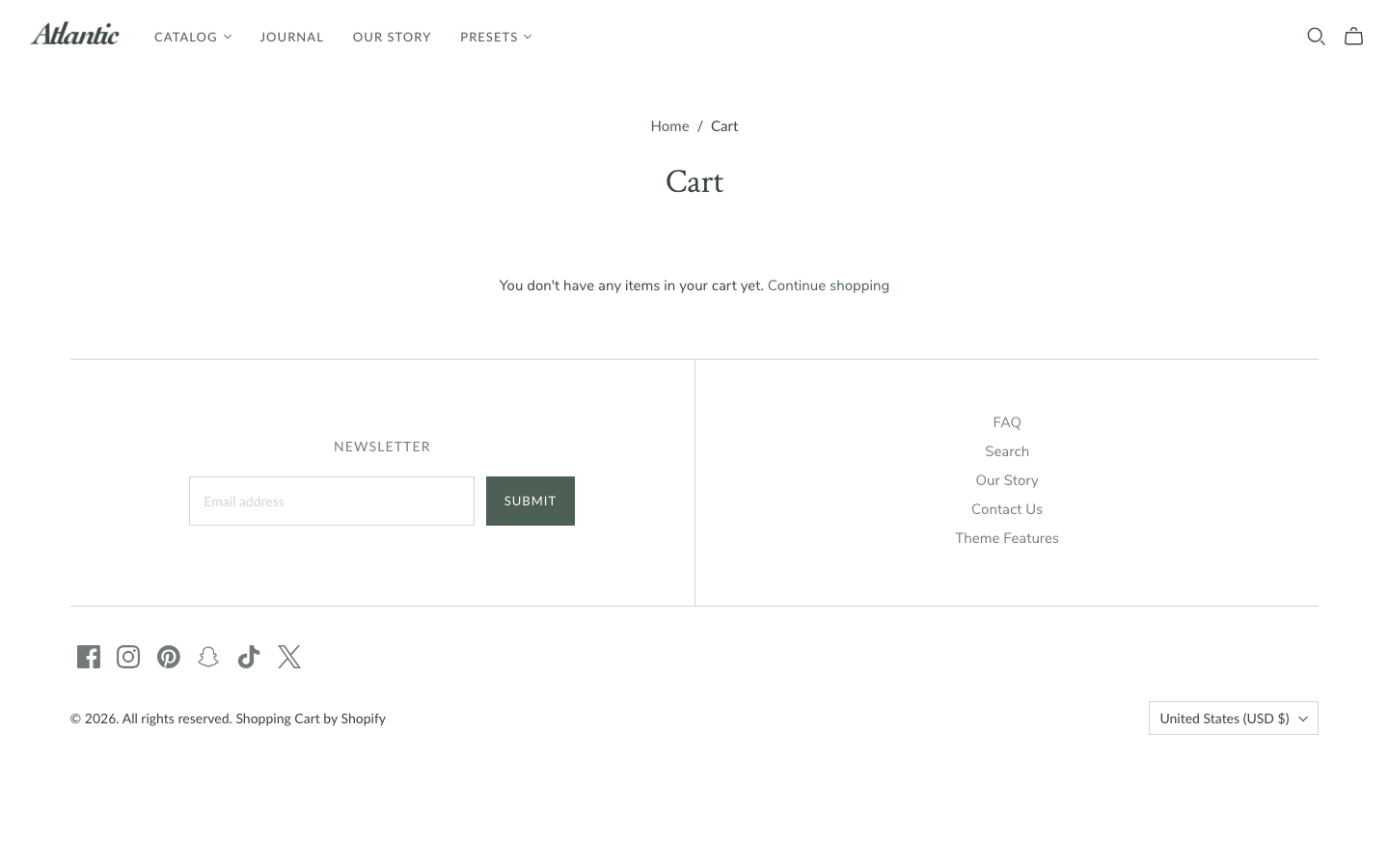 Cart → panel opened — Navi+ on the Atlantic Shopify theme