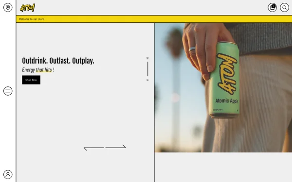 Full-page desktop screenshot of Shopify Atom theme demo store