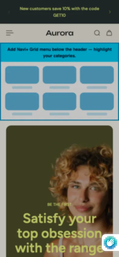 Navi+ Grid Menu on the Aurora Shopify theme Navi+ Grid Menu on the Aurora Shopify theme