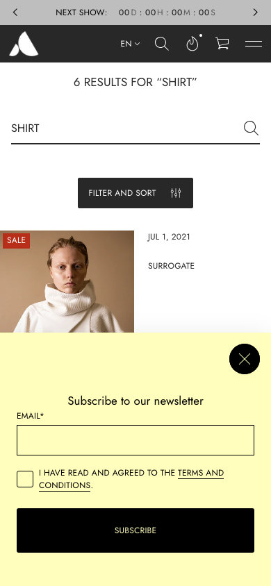 Search → panel opened — Navi+ on the Avante Shopify theme Search → panel opened — Navi+ on the Avante Shopify theme