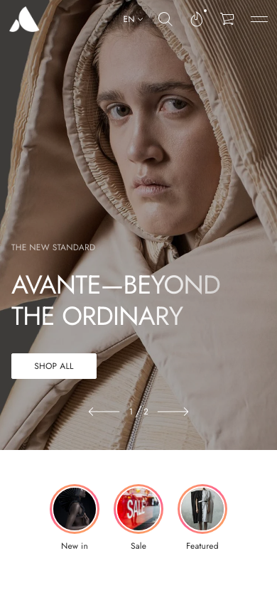 Menu inserted below header — Navi+ on the Avante Shopify theme Menu inserted below header — Navi+ on the Avante Shopify theme