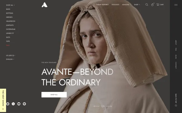 Navi+ menus on the Avante Shopify theme — desktop preview