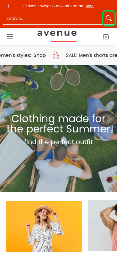 Search → panel opened — Navi+ on the Avenue Shopify theme Search → panel opened — Navi+ on the Avenue Shopify theme