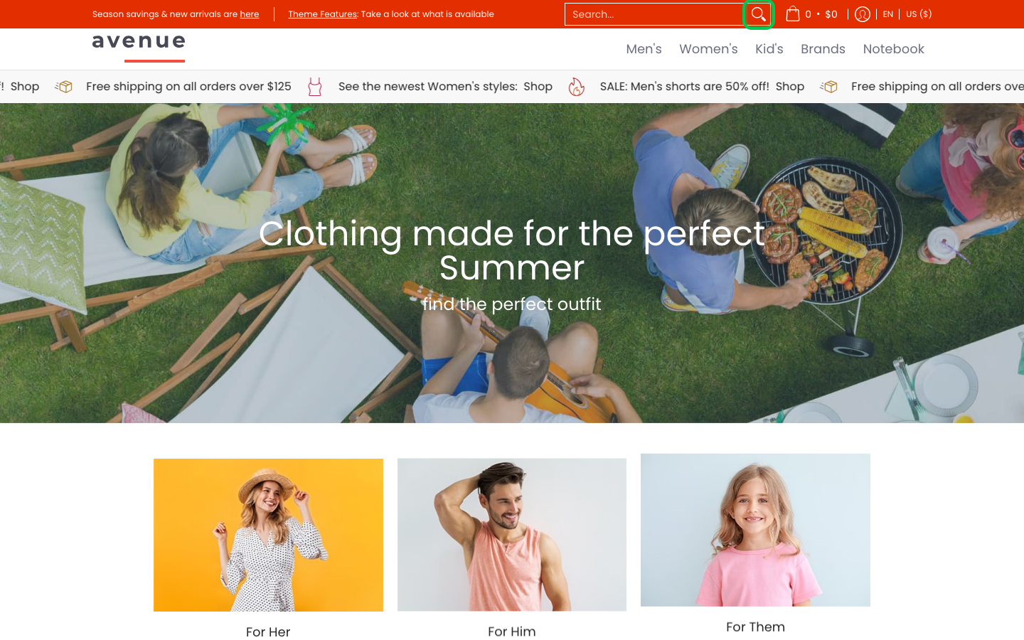 Search → panel opened — Navi+ on the Avenue Shopify theme Search → panel opened — Navi+ on the Avenue Shopify theme
