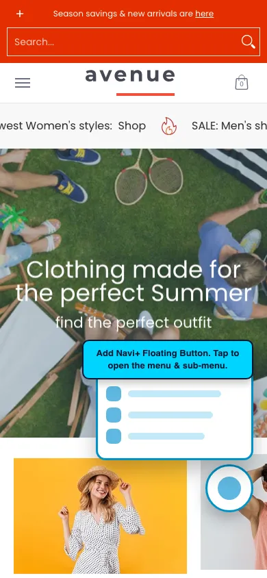 Navi+ FAB on the Avenue Shopify theme Navi+ FAB on the Avenue Shopify theme