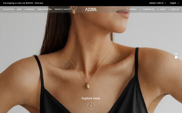 Full-page desktop screenshot of Shopify Azzel theme demo store