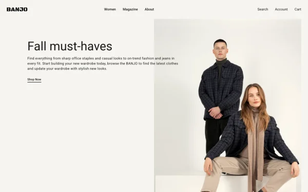Full-page desktop screenshot of Shopify Banjo theme demo store