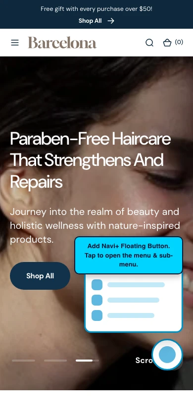 Navi+ FAB on the Barcelona Shopify theme Navi+ FAB on the Barcelona Shopify theme