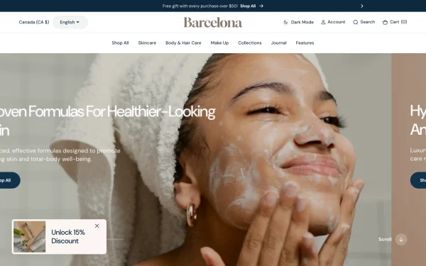 Full-page desktop screenshot of Shopify Barcelona theme demo store