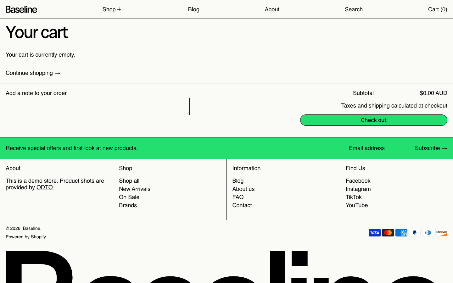 Cart → panel opened — Navi+ on the Baseline Shopify theme Cart → panel opened — Navi+ on the Baseline Shopify theme