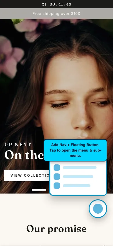 Navi+ FAB on the Be Yours Shopify theme Navi+ FAB on the Be Yours Shopify theme