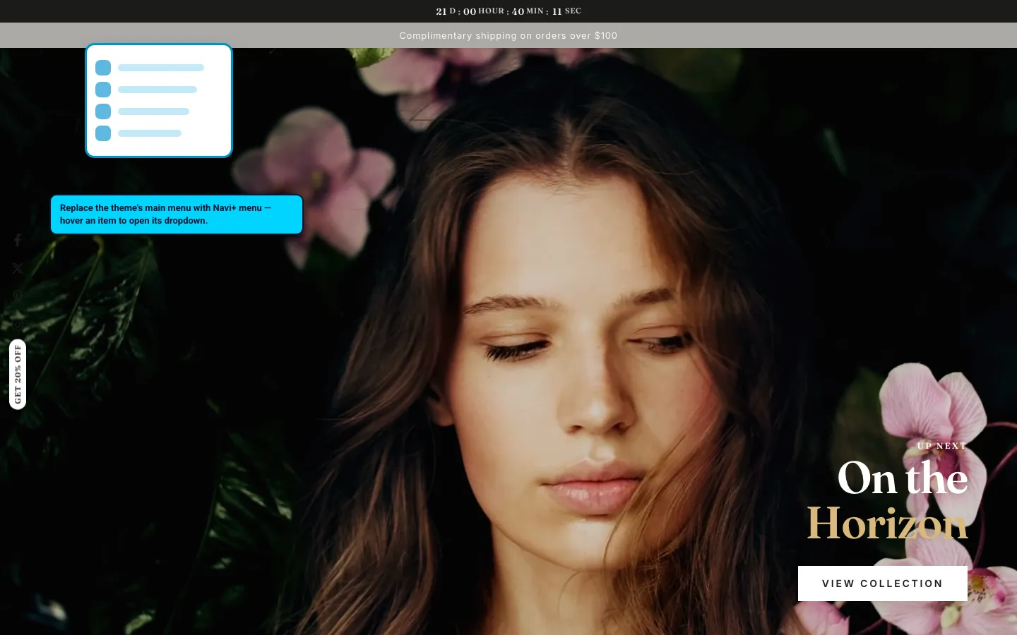 Navi+ Mega Menu replacing the desktop menu on the Be Yours Shopify theme Navi+ Mega Menu replacing the desktop menu on the Be Yours Shopify theme