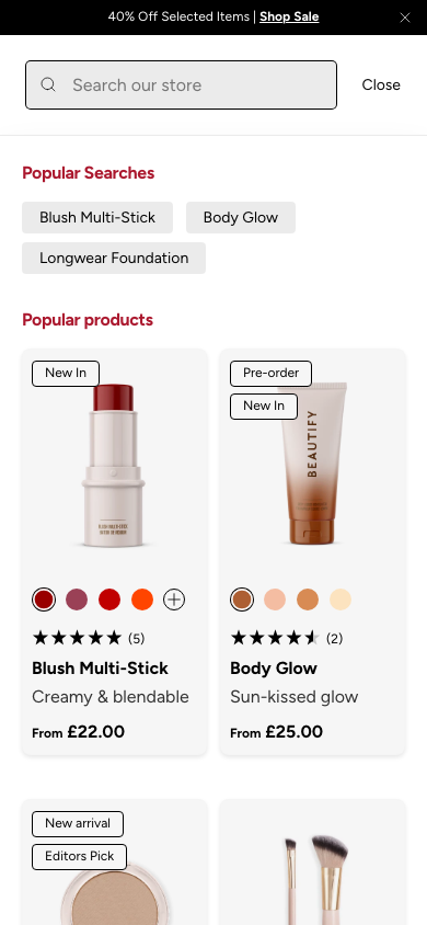 Search → panel opened — Navi+ on the Beautify Shopify theme Search → panel opened — Navi+ on the Beautify Shopify theme