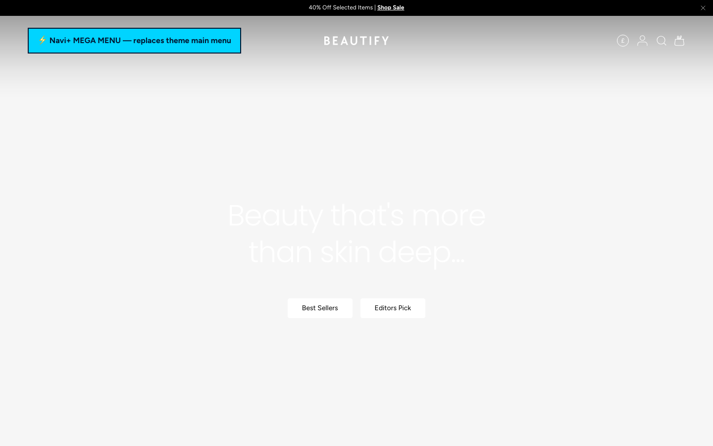 Replace main menu — Navi+ on the Beautify Shopify theme Replace main menu — Navi+ on the Beautify Shopify theme