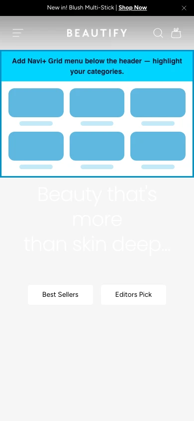Navi+ Grid Menu on the Beautify Shopify theme Navi+ Grid Menu on the Beautify Shopify theme