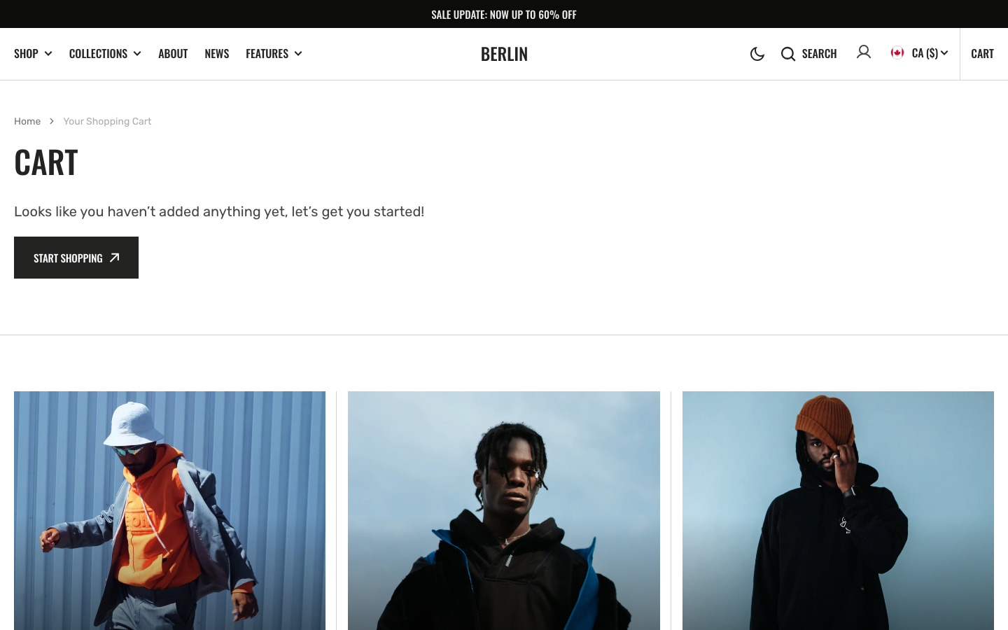 Cart → panel opened — Navi+ on the Berlin Shopify theme